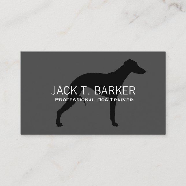 Kläder Silhouette Black på Grått | Pet Hund Visitkort (Framsida)