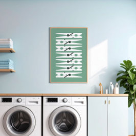 Kläder Stift Black White Grönt Tvätt Room Art Poster