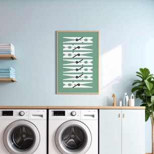 Kläder Stift Black White Grönt Tvätt Room Art Poster
