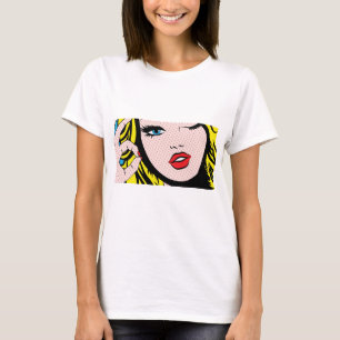Kläder - Tecknad Girl O-K Pop Art T-Shirt