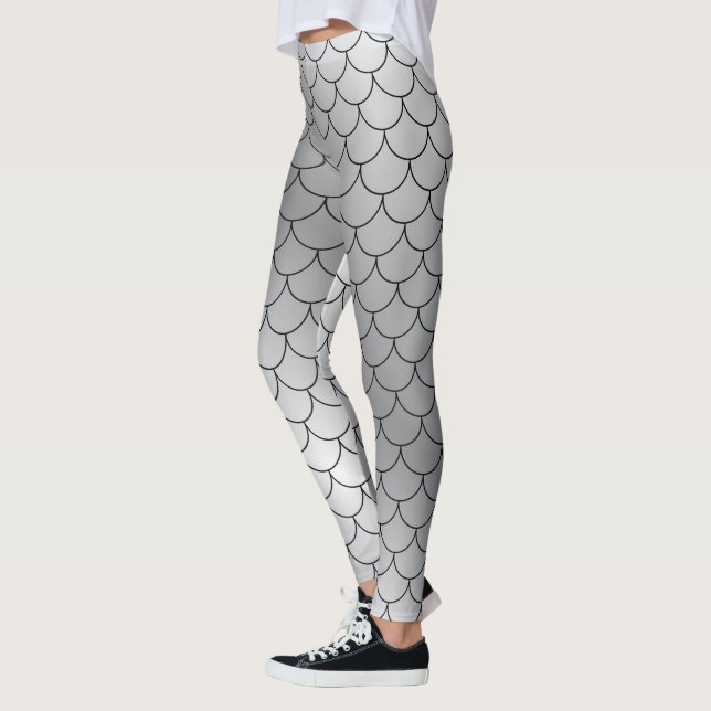 Kläderbalkar av silver och svartskinn mönster leggings (Vänster)