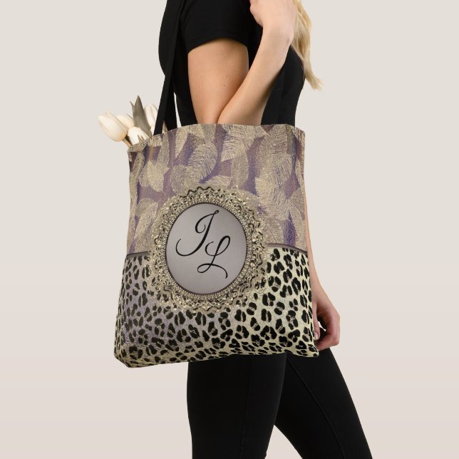 Kläderfjädrar med leopard Print Monogram Tygkasse (Närbild)