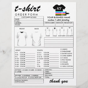 Klädesplagg T-shirt tryckorderformulär Reklamblad