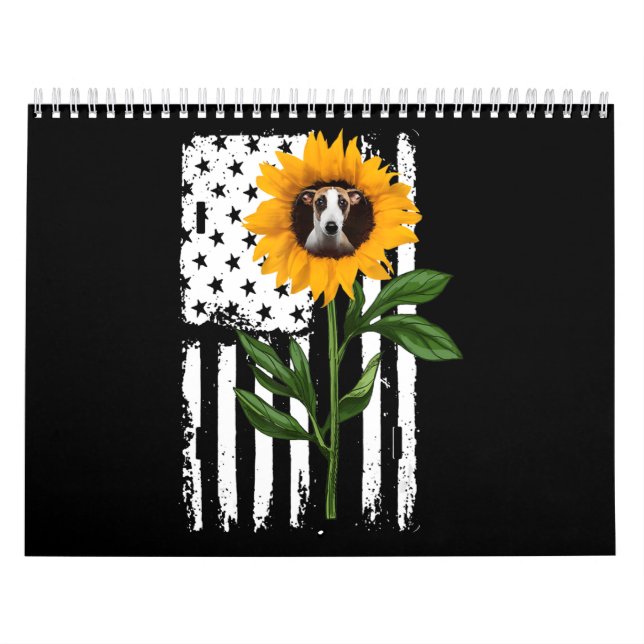 Klädgummi Solros Flagga Hippie Whistring Hund älsk Kalender (Omslag)