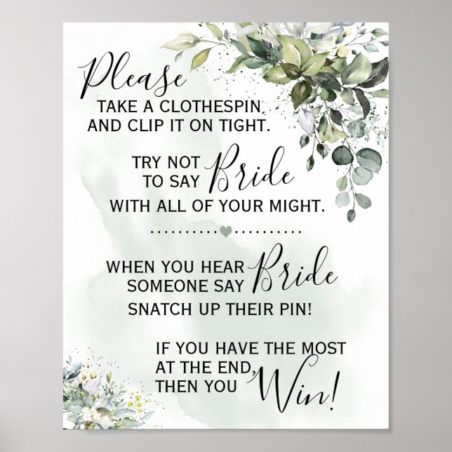 Klädhängare Eukalyptus grönska spel skylt (Framsidan)