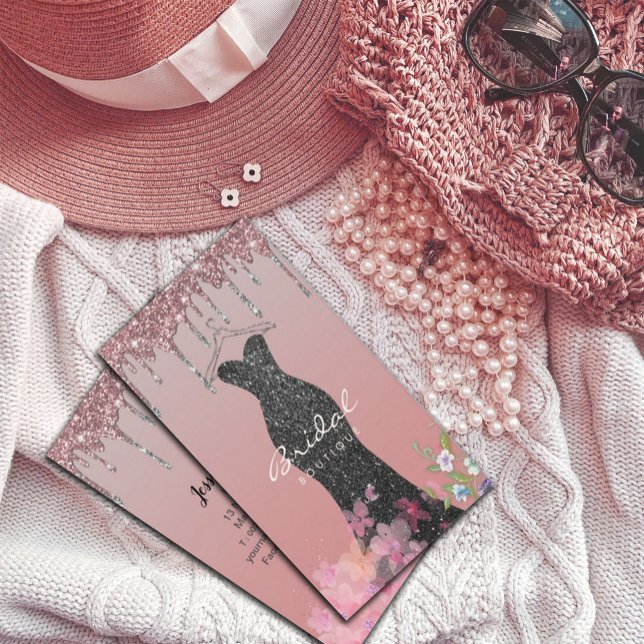 Klädhängare Klänning Mode Affär Glitter Drip Visitkort (Skapare uppladdad)