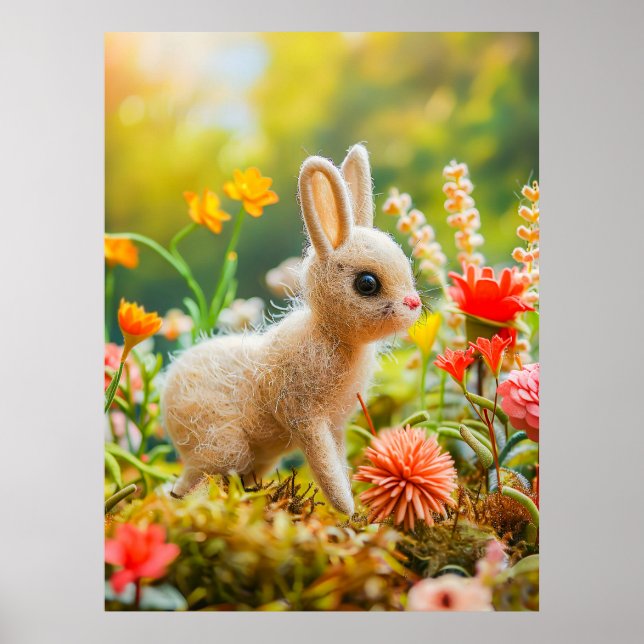 Klädhare i färgrik blomsteräng poster (Framsidan)