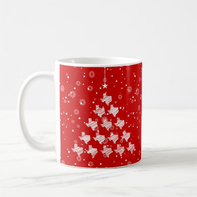 Kladig Texas-julgran på röd bakgrund Kaffemugg (Vänster)