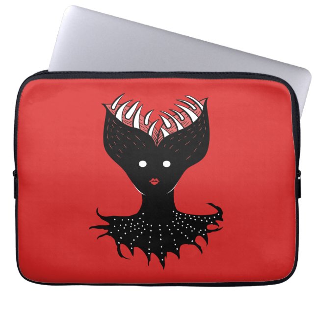 Klädjande demon Girl Mörk Gothic Character med tju Laptop Fodral (Framsidan)
