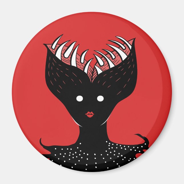 Klädjande demon Girl Mörk Gothic Character med tju Magnet (Framsidan)