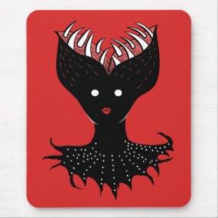 Klädjande demon Girl Mörk Gothic Character med tju Musmatta