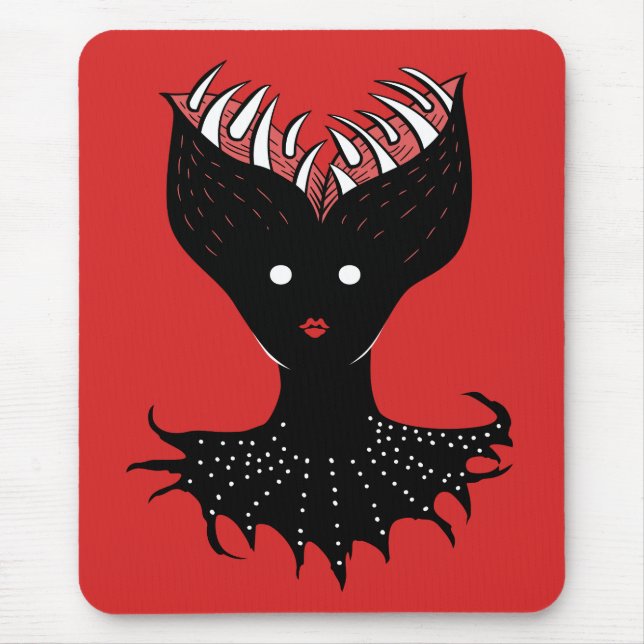 Klädjande demon Girl Mörk Gothic Character med tju Musmatta (Framsidan)