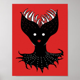 Klädjande demon Girl Mörk Gothic Character med tju Poster