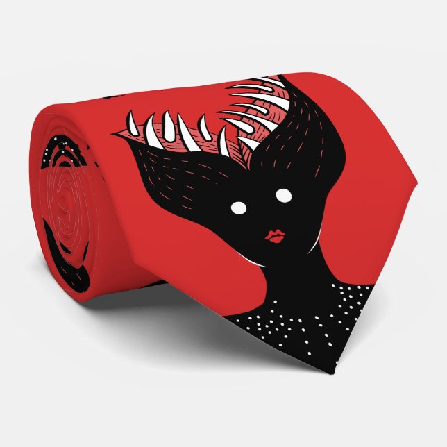 Klädjande demon Girl Mörk Gothic Character med tju Slips (Rullad)