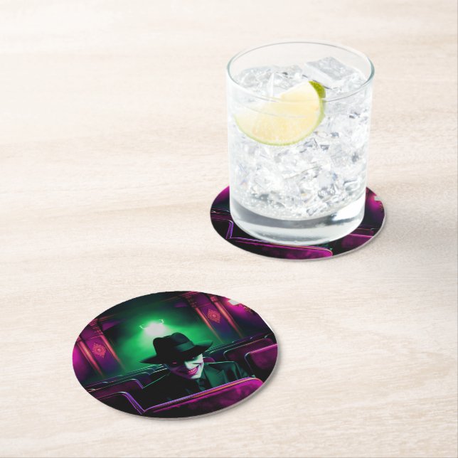 Klädjande man på teatern! underlägg papper rund (Insitu)