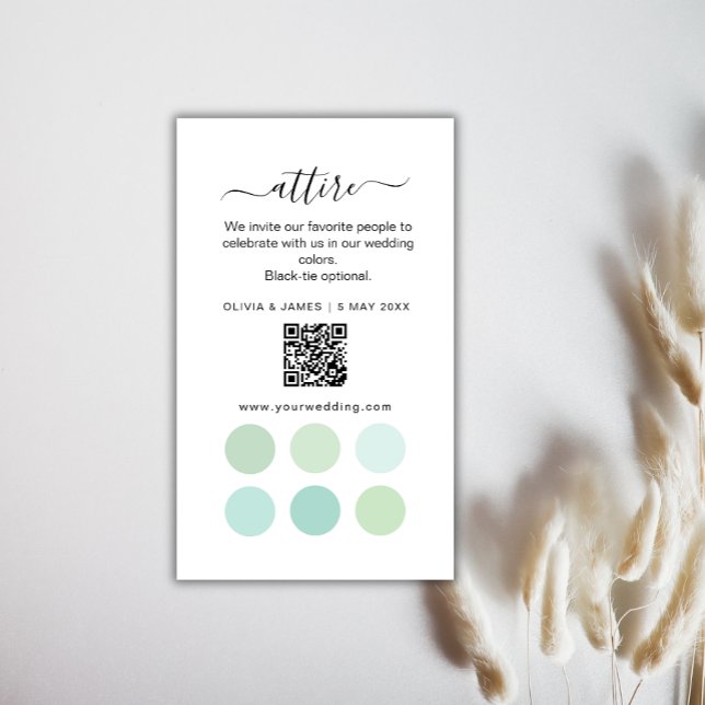 Klädkodskort för grön bröllopsdräkt tilläggskort (Green Wedding Attire Dress Code Card)
