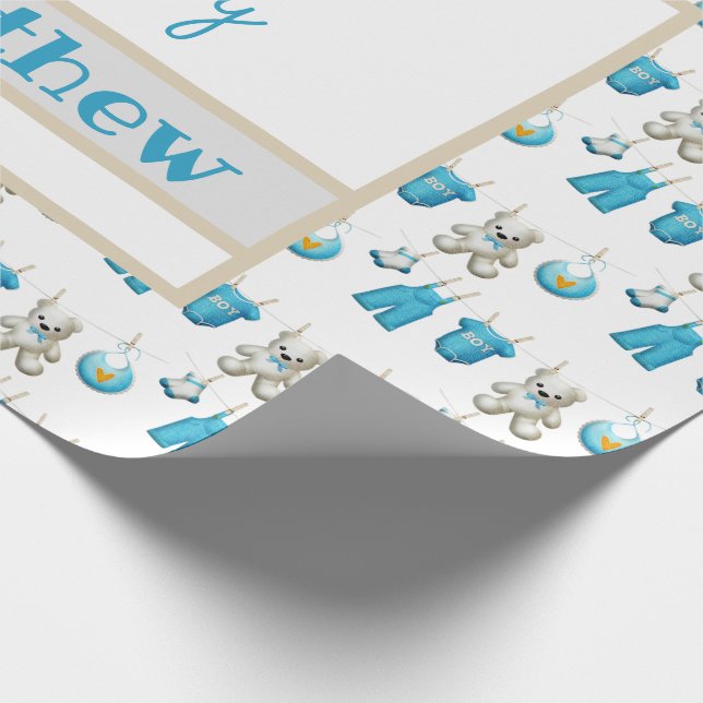 Klädlinje Det Är Ett Pojknamn Inpackningspapper Presentpapper (Hörn)