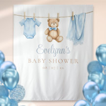 Klädlinje för babypojkar Baby Shower Foto Bakgrund