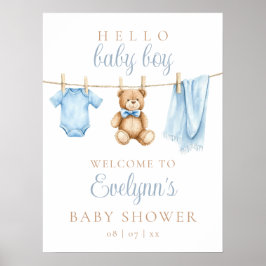 Klädlinje för babypojkar Baby Shower Välkomstskylt Poster