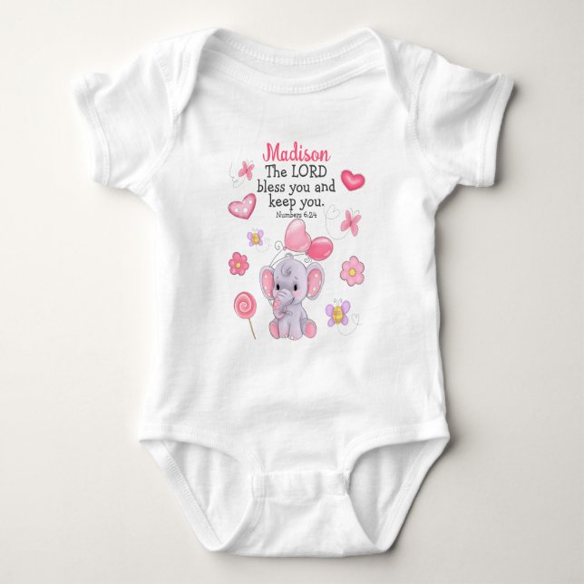 Klädsel för bebis med välsignelse skrift anpassat  t shirt (Framsida)