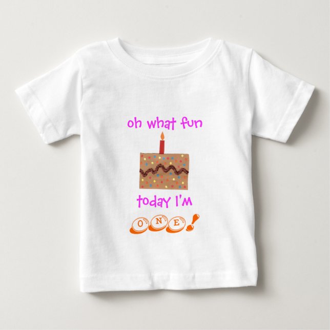 Klädsel för flickors 1-årsdag - baby T Tee (Framsida)