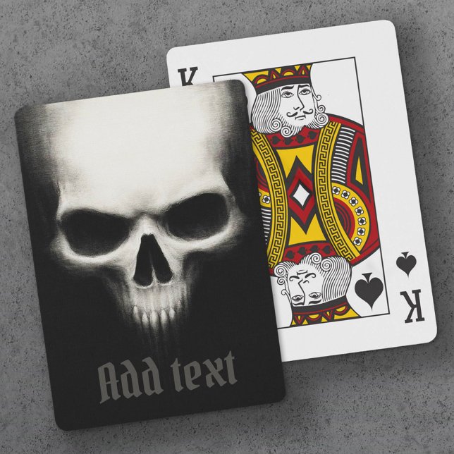 Klädskalle, svart mörk casinokort (Creepy ghost skull black dark poker cards)