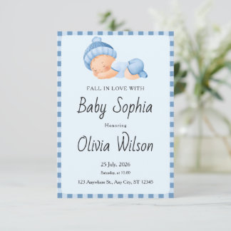 Klädstreck för Baby Shower Inbjudan att Förälska S