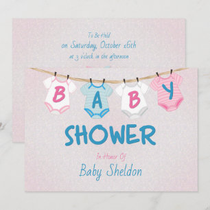 Klädstreck För Baby Shower Inbjudningar