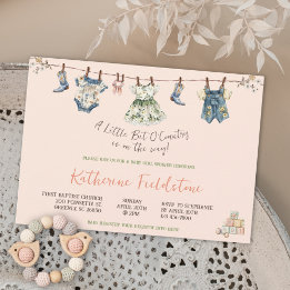 Klädstreck Lite Landsby Babyflicka Shower Inbjudningar