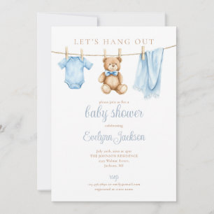 Klädtork för pojkbebis - Baby Shower allt-i-ett Inbjudningar