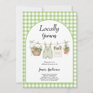 Klädtork lokal odlad grön baby shower-fest inbjudningar