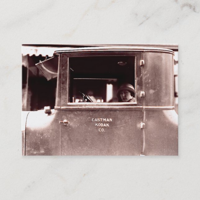 Klaff i en TinLizzie ryts Twenties Visitkort (Framsida)