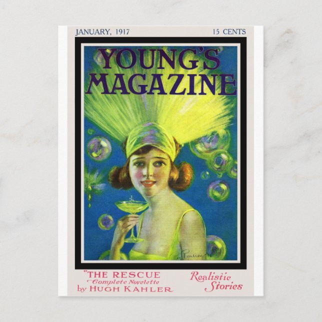 Klaffchampagne & bubblar den antika tidskriften vykort (Framsida)