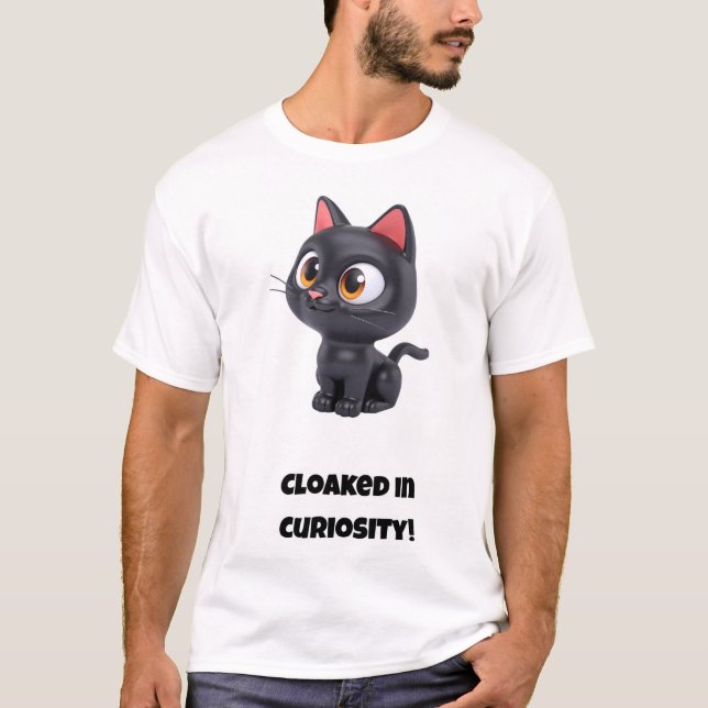 Kläkt i nyfikenhet! Funny Cat T Shirt (Framsida)