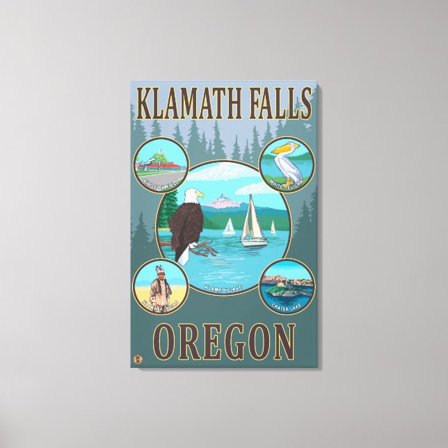 Klamath Falls, OregonScenia Travel Poster Canvastryck (Framsida)