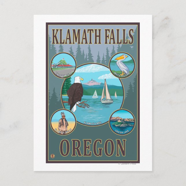 Klamath Falls, OregonScenia Travel Poster Vykort (Framsida)