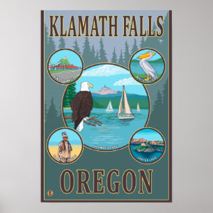 Klamath nedgångar, OregonScenic reser affischen Poster