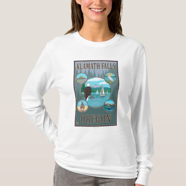 Klamath nedgångar, OregonScenic reser affischen Tee Shirt (Framsida)