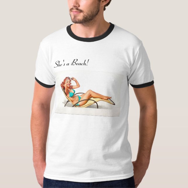 klämma fast upp flicka, "som hon är en strand". tee (Framsida)