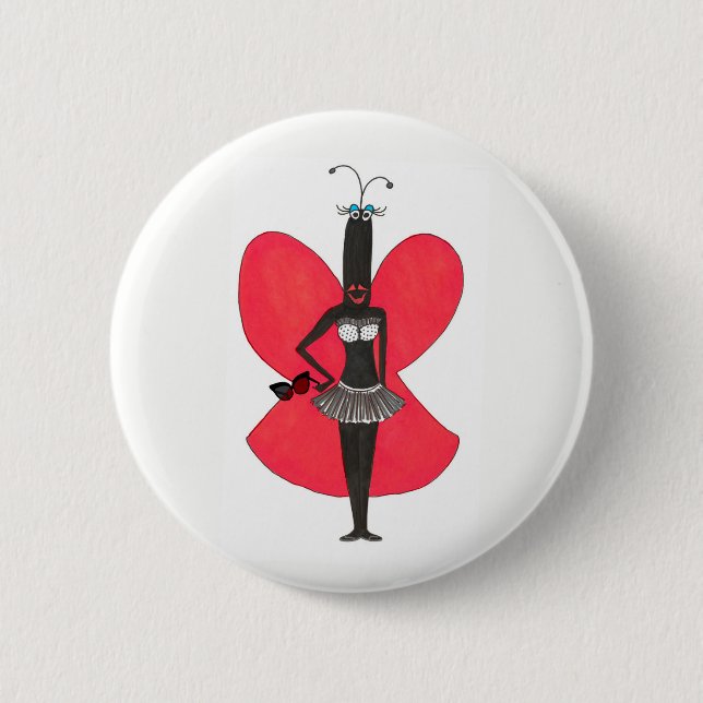 Klämmer fast röd/svart bikinimode SBM-för Knapp (Framsida)