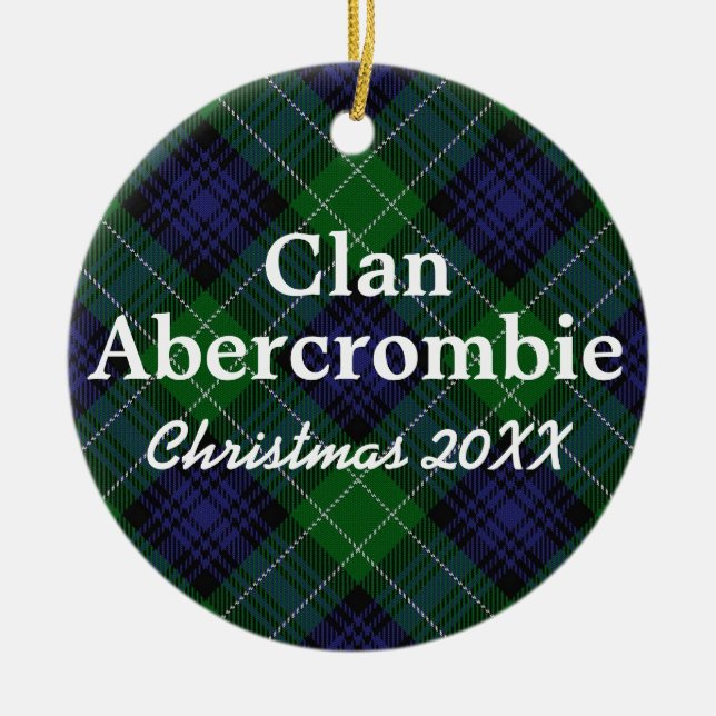 Klan Abercrombie Scottish Tartan Julgransprydnad Keramik (Framsidan)
