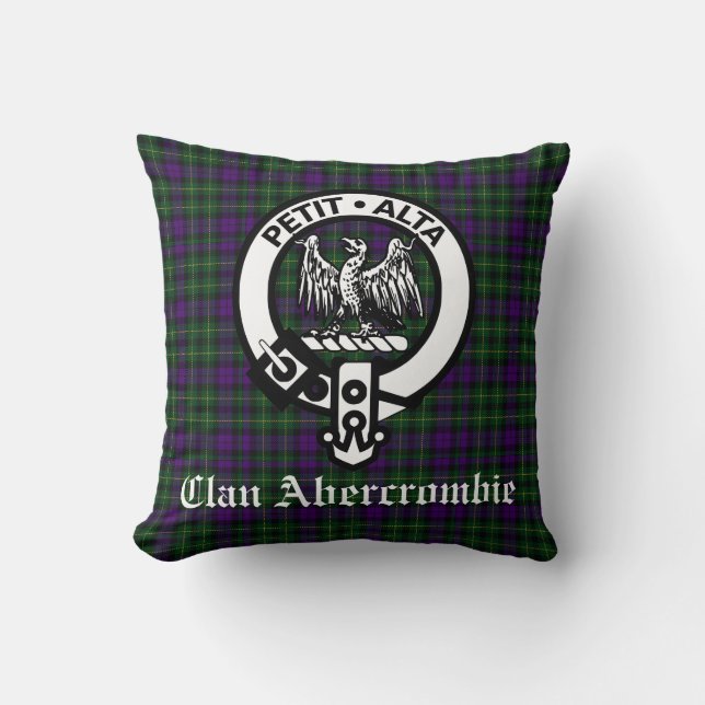 Klan Abercrombie Vapensköld Badge och Tartan Kudde (Framsida)