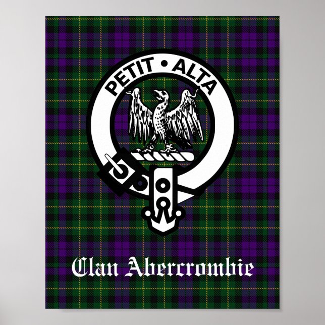 Klan Abercrombie Vapensköld Badge & Tartan Poster (Framsidan)