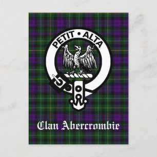 Klan Abercrombie Vapensköld Badge & Tartan Vykort