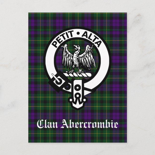 Klan Abercrombie Vapensköld Badge & Tartan Vykort (Framsida)