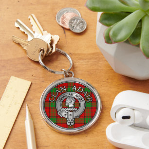 Klan Adair Vapensköld & Tartan Rund Silverfärgad Nyckelring