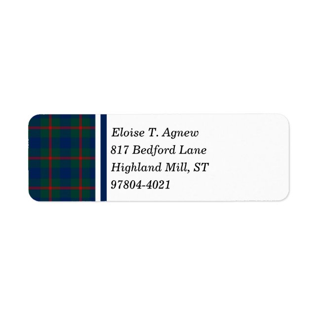 Klan Agnew Tartan Returadress Etikett (Framsidan)