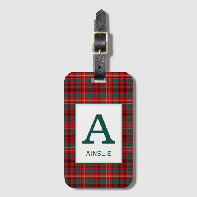 Klan Ainslie Tartan Monogrammed Bagagebricka (Framsida vertikal)