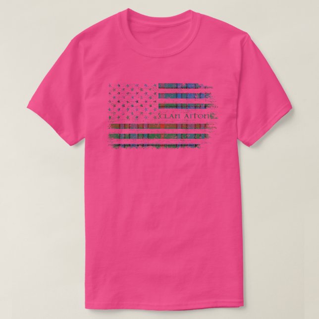 Klan Aiton skotsk tartan US flag kilt Skottland T Shirt (Design framsida)