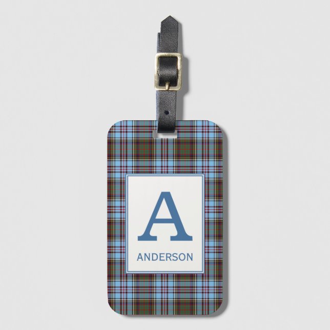 Klan Andersson Tartan Monogrammed Bagagebricka (Framsida vertikal)